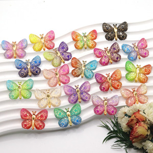 Breloque Cabochon Papillon Brillant en Résine à Dos Plat pour Décoration DIY Téléphone/Artisanat - Product Image 1
