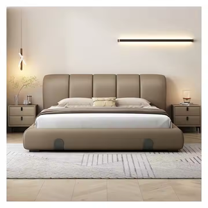 New Style Bedroom Furniture <strong>Beautiful</strong> Wooden Frame king Size <strong>Bed</strong> Up-holstered Leather Queen <strong>Bed</strong> Frame for Hotel - Product Image 3