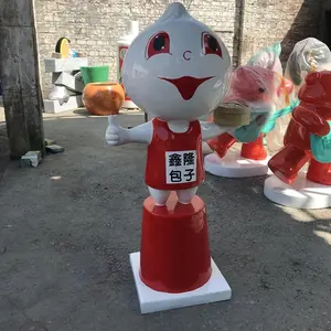 유리 섬유 찐 롤빵 만화 그림 baozi 가게에서 환영 만두의 모델 수지 섬유 공예 동물 모델 공장