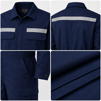 Combinaison de travail en sergé polycoton, combinaison industrielle avec bandes réfléchissantes, poches utilitaires, logo personnalisé, fournisseur d'uniformes de sécurité