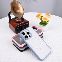Casing ponsel magnetik antiselip PC + TPU, pelindung ponsel 4-sudut untuk iPhone 13 14 15 16 Pro Max & 17 Air bertekstur pegangan tombol