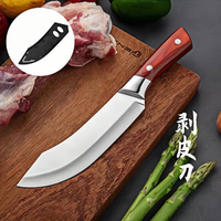 Couteau de boucher professionnel fait à la main en acier inoxydable désossage sculpture coupe Chef abattage avec manche en plastique à motif de bois