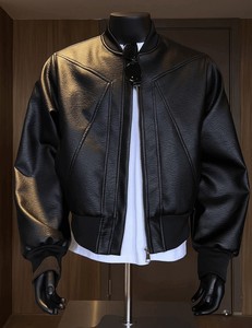 Chaqueta Biker Corta Estilo Americano, Chaqueta de Poliéster con Parches, Chaqueta de Béisbol para <span class=keywords><strong>Hombre</strong></span>, Otoño, Estilo Moderno y Elegante - Product Image 2