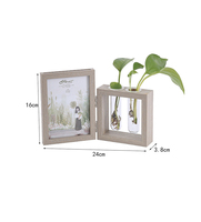 Ornements de table rectangulaires modernes et créatifs en MDF résistant aux UV, cadre photo en bois grainé de 7 pouces, plante hydroponique de 6 pouces