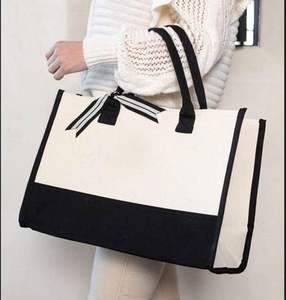 Borsa da Spiaggia in Tela Personalizzabile con Iniziali, Economica, di Lusso, Regalo Monogrammato, Borsa Tote Stile Trader Joe's per Donne - Product Image 4