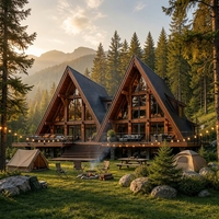 Maison préfabriquée en forme de A, cabane triangulaire, maison de vacances en alliage d'aluminium, maison de vacances, cabane de glamping, maison de villégiature, mini-maison à vendre