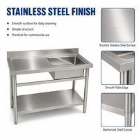 RVS spoelbaktafel 304 voor professionele keukens met afvoergoot voor hotels en catering