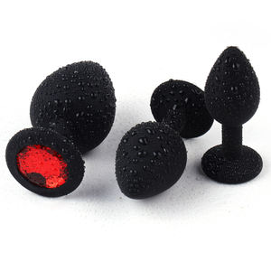 FBA-008 Frau Anal Spielzeug Set Schwarz Silikon Anal Plug Mit Rot Juwel Sexspielzeug Juwel Butt Plug Juguetes Sexuales - Product Image 5