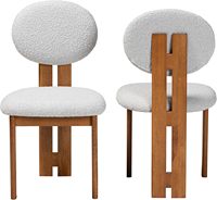 Ensemble de 2 chaises de salle à manger modernes Japandi en tissu gris clair et bois fini brun noyer