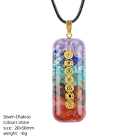 Collier de guérison en résine Orgone Arbre de Vie 7 Chakras avec pendentif rectangulaire en pierres précieuses et gravier, idéal pour les cadeaux - Vente chaude