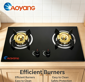 Cuisinière à gaz encastrable à 2 brûleurs en verre trempé |   Table de cuisson à gaz <span class=keywords><strong>pour</strong></span> la maison, double usage GPL/GN - Product Image 1