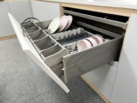 Organizer Laci Dapur Aluminium Modern untuk Menyimpan Piring dan Mangkuk, Anti-Getar, untuk Laci Dapur yang Dalam