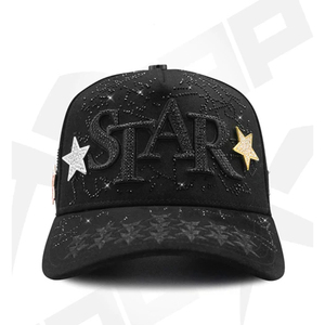Casquette de baseball réglable G5 Xcap 2026, nouveau style, noire, broderie croix, strass, dentelle, ethnique, 5 panneaux - Product Image 6