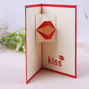 Tarjeta de Felicitación de Papel con Labios Rojos en 3D |   Tarjeta de Beso Explosivo para el Día de San Valentín, Confesión Romántica para Enamorados (Directo de Fábrica) - Product Image 2