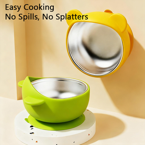 Platos de Silicona para Niños al por Mayor, Diseño de Oso OEM/ODM, Aptos para Alimentos y Resistentes a Caídas con Base de Succión, Plato de Destete para Bebés - Product Image 3