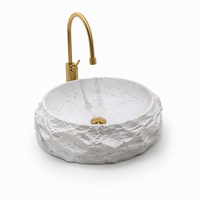 Lavabo en pierre artificielle, vasque en résine à surface solide, lavabo de comptoir à veinage marbré floral pour salle de bain et hôtel