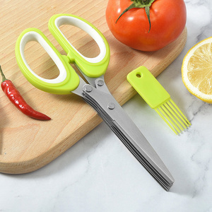 5-Hai Lớp Thép Không Gỉ Nhà Bếp Kéo Nhà Bếp Cắt Ngoài Đôi Lưỡi Hành Tây Thảo Mộc Nhảy Màu Xanh Lá Cây Hành Tây Nhà Bếp Kéo - Product Image 5