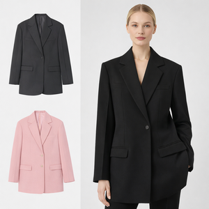 Chaqueta de Traje para <span class=keywords><strong>Mujer</strong></span>, Negra, Sólida, Tejida, de Longitud Media, con un Solo Botón, Corte Entallado, para Oficina, Manga Larga, <span class=keywords><strong>Blazer</strong></span> - Product Image 5