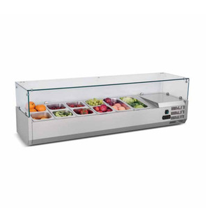 <strong>Commercial</strong> Kitchen Equipment Stainless Steel Fruit Pizza Display <strong>Refrigerator</strong> with clear Cover - Product Image 3