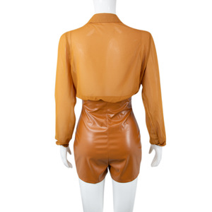 FS8800A 2023 nuovi vestiti da <span class=keywords><strong>donna</strong></span> alla moda abiti Casual <span class=keywords><strong>di</strong></span> un pezzo <span class=keywords><strong>tuta</strong></span> in <span class=keywords><strong>pelle</strong></span> PU a maniche lunghe - Product Image 6