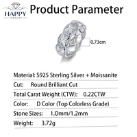 S925 Sterling Silber Moissanit-Ring Breiter Ring mit Mikro-Pavé Geometrischer Zeigefingerring Europäischer Stil Statement-Schmuck