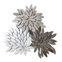 Moderne Blanc Noir Gris Marbre Mosaïque Fleur Marguerite Motif pour Salle De Bains Salon Mur Sol Carrelages 10mm Épaisseur