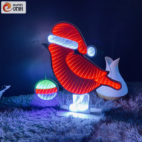 Vente flash : Miroir lumineux décoratif d'intérieur de 15 pouces, effet infini, 5V, 3 piles AAA, boîte à piles, oiseau Robin européen, pour la maison, le bureau, le taxi, Noël