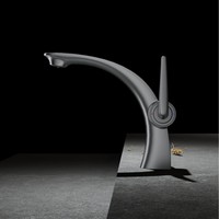 Robinet de lavabo gris bronze à valve en céramique, monocommande, monotrou, eau froide et chaude, pour salle de bain