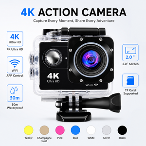Videocamera Sportiva 4K Ultra HD WiFi Impermeabile fino a 30m, Schermo da 2.0 Pollici, Registratore Video Subacqueo, Supporto Scheda TF, 7 Colori - Product Image 1
