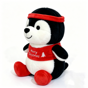Peluche de Pingüino Navideño, Adorable Peluche Blanco y Negro con Traje Rojo, Regalo Navideño para Niños, Suave y Festivo - Product Image 4