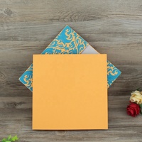 Belle Texture papier Orange spécial bleu floqué velours carte d'invitation de mariage et cartes de vœux en daim