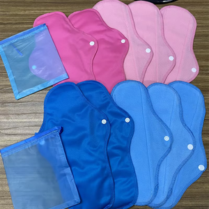 6 pièces <span class=keywords><strong>serviettes</strong></span> hygiéniques organiques réutilisables Super absorber les tampons menstruels en tissu ailé protège-slip féminin imperméable tampons menstruels - Product Image 6