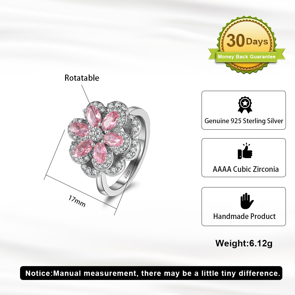 LMR03 RINNTIN 925 Sterling Silver Pink Cubic Zirconia