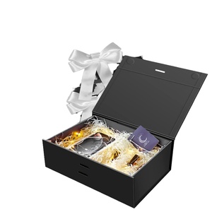 Folding <b>Magnetic</b> Luxury Black Box Hard Board <b>Material</b> Customized Birthday/Festival Gift Box Bulk Fast Delivery - Product Image 1