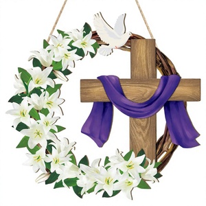 Guirnaldas Decorativas Ecológicas Estilo Rústico para Navidad y Pascua - Decoración de Madera para Puertas y Paredes, Coronas para Puerta Principal - Product Image 3