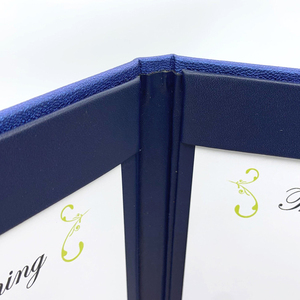 Porte-menu personnalisé en cuir PU bleu marine, format A4/Lettre/Légal, pour restaurants, avec 2 vues, support de menu en cuir - Product Image 4