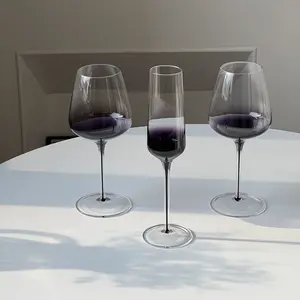 แก้วไวน์ไล่ระดับสีม่วงบุคลิกภาพในครัวเรือนแก้วสูงยุคกลางแก้วไวน์แชมเปญตกแต่งบ้าน