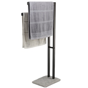 Hiện đại freestanding đá cẩm thạch ổn định cơ sở kim loại thép không gỉ 2 thanh rack khăn cho khách sạn ứng dụng - Product Image 2