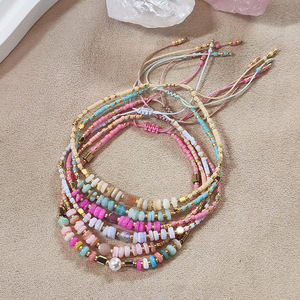 Bracelet d'amitié ajustable fait main en perles <span class=keywords><strong>Miyuki</strong></span> et coquillages colorés pour femme et fille – Collection été - Product Image 1