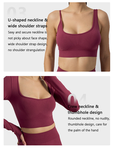 Conjunto de entrenamiento de manga larga para <span class=keywords><strong>mujer</strong></span>, <span class=keywords><strong>kit</strong></span> de ropa de gimnasio de manga larga, levantamiento de glúteos, conjuntos de Fitness de 2 piezas para Yoga y gimnasio, venta al por mayor, más popular de la marca de los dos en el mundo - Product Image 4