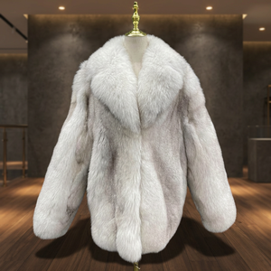 Manteau en fourrure de renard véritable, épais et chaud pour l'hiver, grande taille, longueur intégrale, pour hommes - Product Image 2