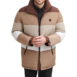 เสื้อแจ็คเก็ตกันลมมีฮู้ดสำหรับผู้ชายผ้าเดนิมกันลมมีฮู้ดปกสูงสำหรับฤดูหนาวดีไซน์โลโก้แบบปรับแต่งได้ - Product Image 1