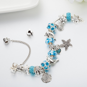 Bracelets de <span class=keywords><strong>plage</strong></span> d'été bleu, coquillage d'étoile de mer, bracelet de requin animal poisson océan - Product Image 2