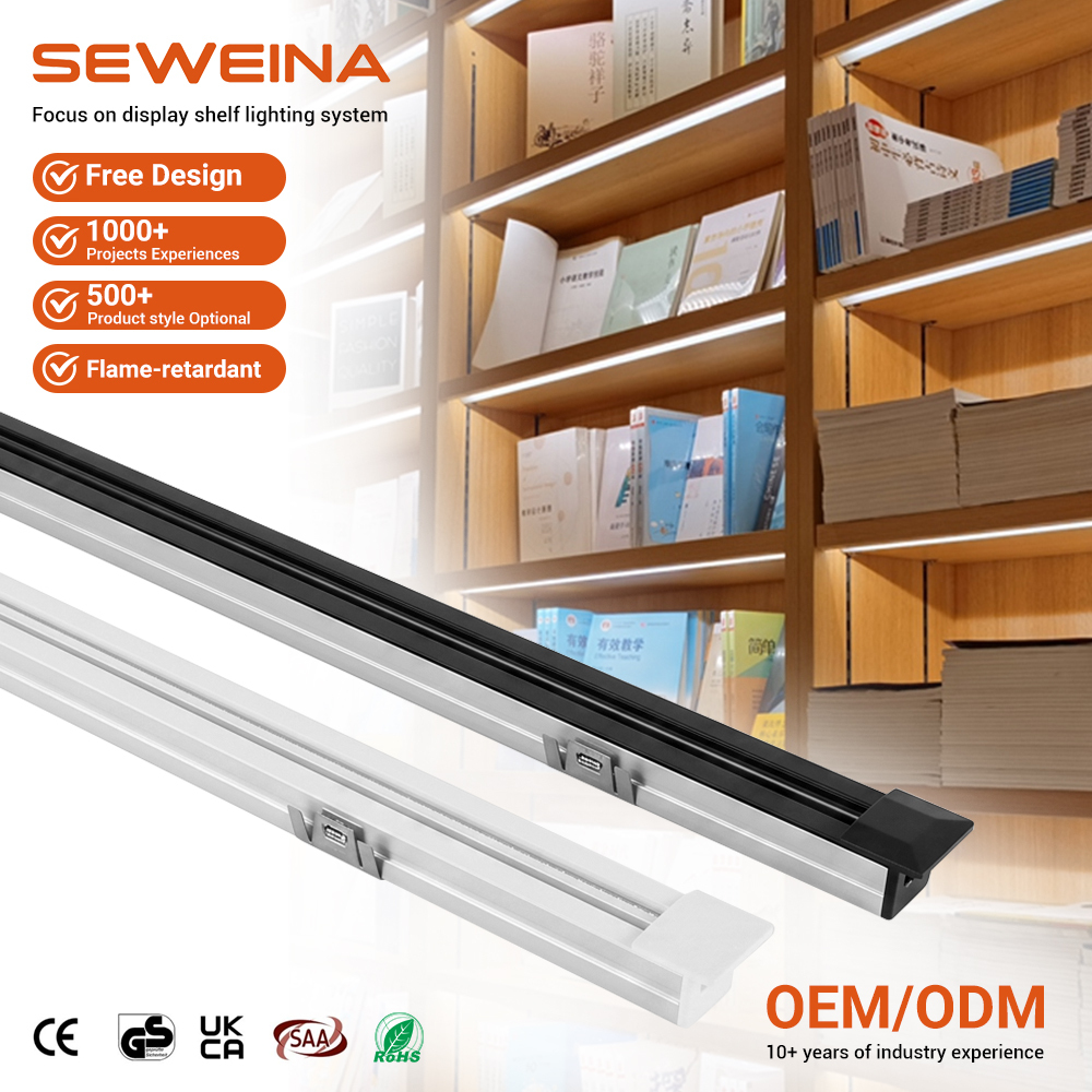 China Factory 12V 24V Recessed Snap-fit Power Two Line DC <strong>Guide</strong> Rail for Conductive Slot Display Cabinet Shelf