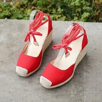 Sandales à bride cheville en espadrille pour femmes, pantoufles confortables, chaussures décontractées pour femmes, toile