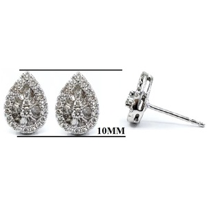 Boucles d'oreilles en or blanc 18 carats massif avec diamants naturels véritables en forme de poire, grappe en halo, sur mesure, cadeau de mariage fabriqué sur mesure - Product Image 2
