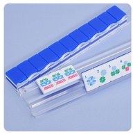 Règle de Mahjong style juif américain 2-en-1 (règle et support de tuiles) avec tige de poussée, support de Mahjong 17,5 pouces en ABS, pour 4 joueurs