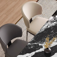 Chaise de salle à manger en métal avec dossier, style italien moderne et minimaliste, confortable, design simple pour restaurant et usage domestique