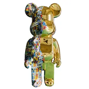 Escultura de ladrillo Bearbrick de fibra de vidrio, escultura Popular de 4,3 pies impresa y galvanizada para exhibición en interiores y exteriores, gran oferta