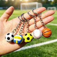 Porte-clés en caoutchouc personnalisés en usine, porte-clés 3D en PVC simulé (baseball, volleyball, football), porte-clés en silicone pour cadeaux promotionnels